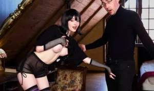 A nerd in the attic of a house greedily fucks a brunette in striped stockings and brings her to orgasm - MyPornerLeak Leak