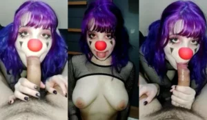 HunieBunnyPop Slurps A Cock As A Clown - MyPornerLeak
